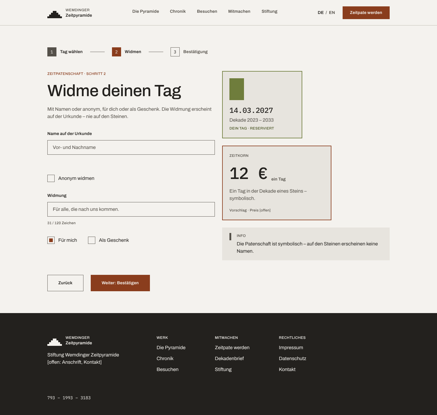 Schritt 2: Widmen